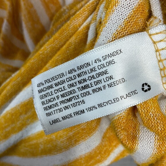 A New Day Womens Shirt Yellow White Stripe Flutter SleeveTop Size L N2 - Picture 10 of 11